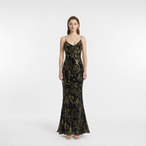 Gold Glitter Cut Velvet Silk Cami With Built-In Bra
