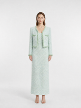 Mint Green Tweed Jacket with Fringe Trim
