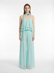 Ruffled Cami & Trousers Two-Piece Casual Outfit